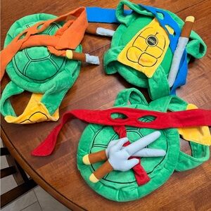 3 Ninja Turtle Dog Costume Set with Masks and Shells